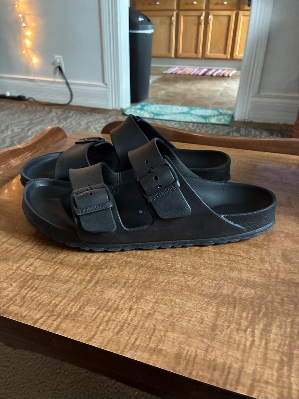 Birkenstock Arizona EVA Two-Strap Sandals in Black size 40